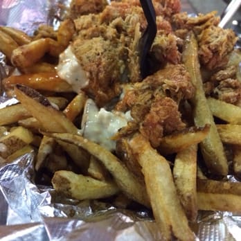 Grill 'Em All - High On Fries $6, shredded chicken with bleu cheese - Burgers Near Me - Long Beach, California