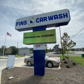 Fins Car Wash - Main sign - Car Wash Near Me - North Charleston, South Carolina Fins Car Wash - Main sign - Car Wash Near Me - North Charleston, South Carolina