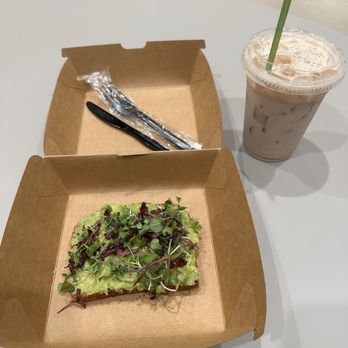Capital One Café - Avocado toast with chai latte - Coffee & Tea Near Me - Roseville, California Capital One Café - Avocado toast with chai latte - Coffee & Tea Near Me - Roseville, California