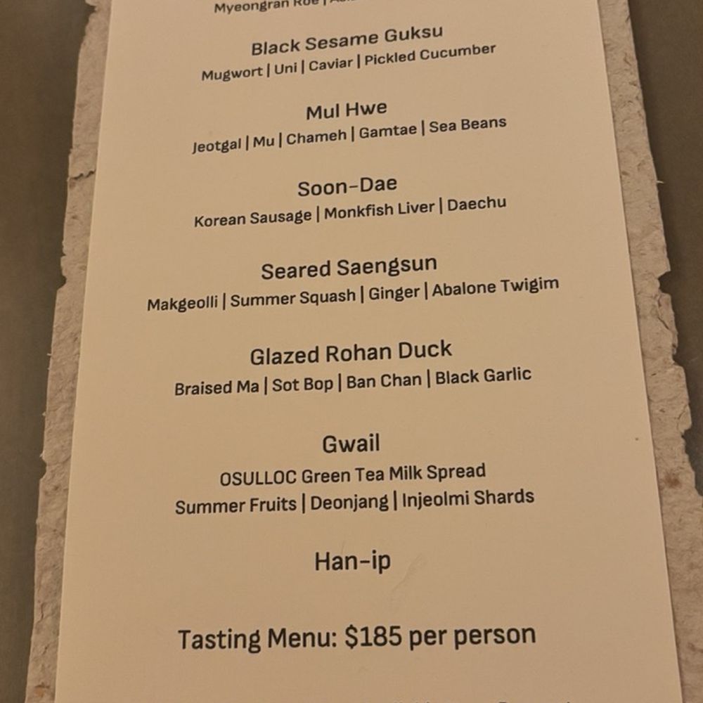 SHIA - 7 course dinner menu, Aug 2025 - Korean Near Me - Washington, DC, District of Columbia