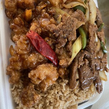 China Wok Express - 2 entree: fried rice, orange chicken, and Mongolian beef - Chinese Near Me - Lathrop, California