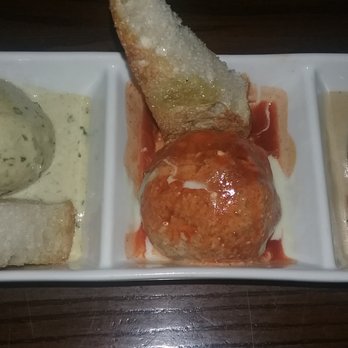 That Meetball Place - Sampler from left to right: falafel, buffalo chicken & classic ball with mushroom cream sauce. all excellent! - Bars Near Me - Patchogue, New York That Meetball Place - Sampler from left to right: falafel, buffalo chicken & classic ball with mushroom cream sauce. all excellent! - Bars Near Me - Patchogue, New York