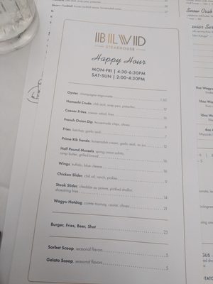 Menu photo 1 BLVD Steakhouse Chicago, IL