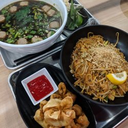 La Thai Cuisine - Chicken pad Thai, Thai noodle soup and crab rangoon