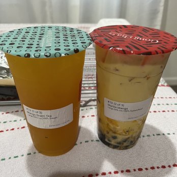 Gong Cha Hayward - Mango Green Tea and Marble Mango with boba - Bubble Tea Near Me - Hayward, California