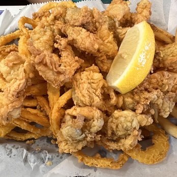 Pinecroft Dairy and Restaurant - Whole clam basket with onion rings and fries. - Ice Cream & Frozen Yogurt Near Me - West Boylston, Massachusetts