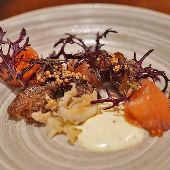 Trokay - Duo of Lassen Trout with sunchokes, gravlax, and smoked roe. This dish was incredible - New American Near Me - Truckee, California