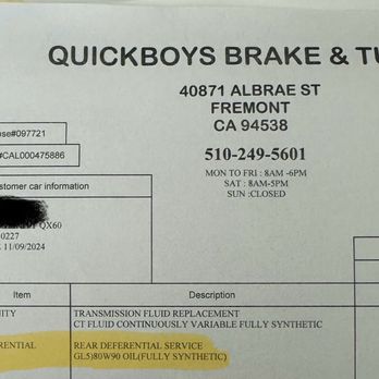 Quick Boys Brake & Tune - Bill from Quickboys - Oil Change Stations Near Me - Fremont, California Quick Boys Brake & Tune - Bill from Quickboys - Oil Change Stations Near Me - Fremont, California