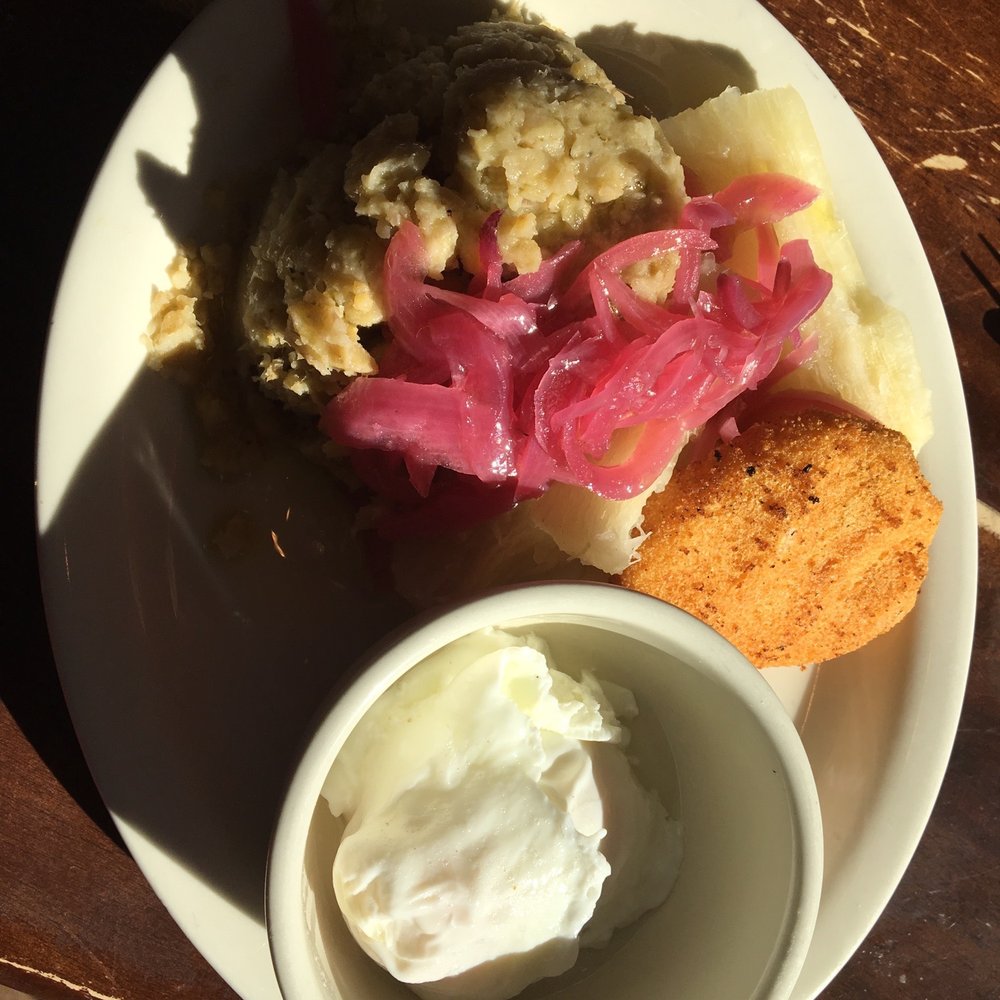 Manjares - Manjares eggs with yucca, cassava, arepa - Breakfast & Brunch Near Me - New Haven, Connecticut Manjares - Manjares eggs with yucca, cassava, arepa - Breakfast & Brunch Near Me - New Haven, Connecticut