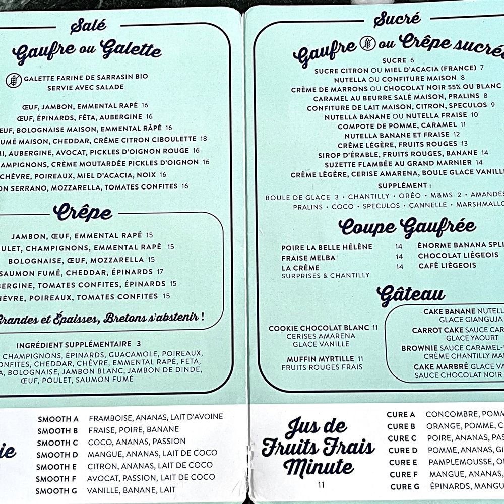 La Crème de Paris - Crepe menu - Ice Cream & Frozen Yogurt Near Me - Paris, 75