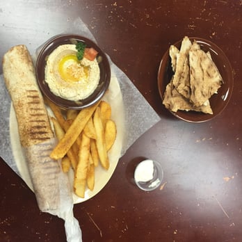 Barbar Mediterranean Grill - Lamb Kabab fries, hummus, pita chips and homemade garlic sauce! - Mediterranean Near Me - Houston, Texas