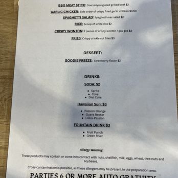 Aina Saimin & Diner - Menu - Hawaiian Near Me - Las Vegas, Nevada