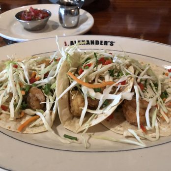 J. Alexander's - Shrimp Taco Platter $17 Crispy shrimp, cabbage, red peppers, chives and Thai "Bang Bang" sauce - New American Near Me - Atlanta, Georgia J. Alexander's - Shrimp Taco Platter $17 Crispy shrimp, cabbage, red peppers, chives and Thai "Bang Bang" sauce - New American Near Me - Atlanta, Georgia