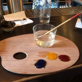 Tales & Spirits - This is actually a drink with edible compotes that you can use to flavor the drink or paint on the board! - Cocktail Bars Near Me - Amsterdam, New Hampshire