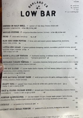 Menu photo 1 Low Bar Oakland, CA Menu photo 1 Low Bar Oakland, CA
