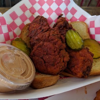 Clyde's Hot Chicken - Two Chicken Strips (Hot as Cluck spice level) - Chicken Shop Near Me - Fullerton, California Clyde's Hot Chicken - Two Chicken Strips (Hot as Cluck spice level) - Chicken Shop Near Me - Fullerton, California