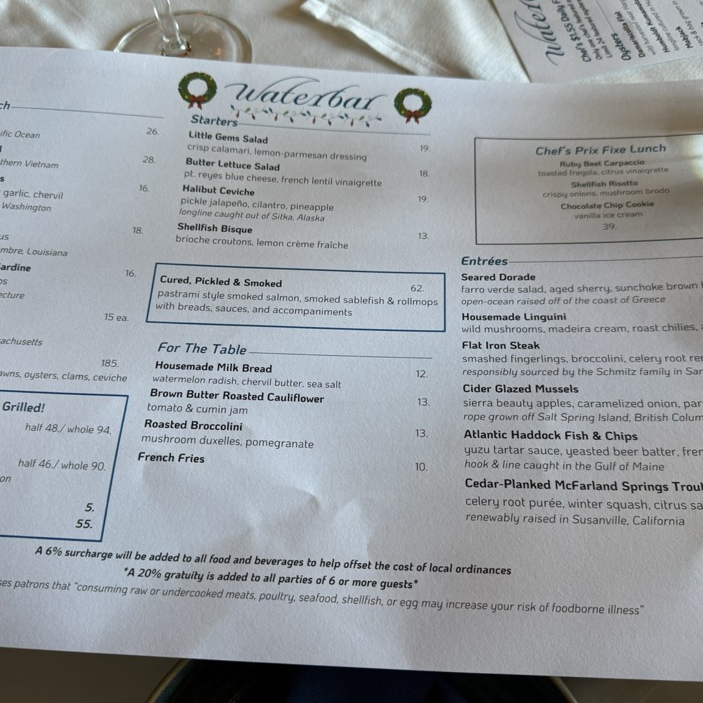 Waterbar - Menu - Seafood Near Me - San Francisco, California Waterbar - Menu - Seafood Near Me - San Francisco, California