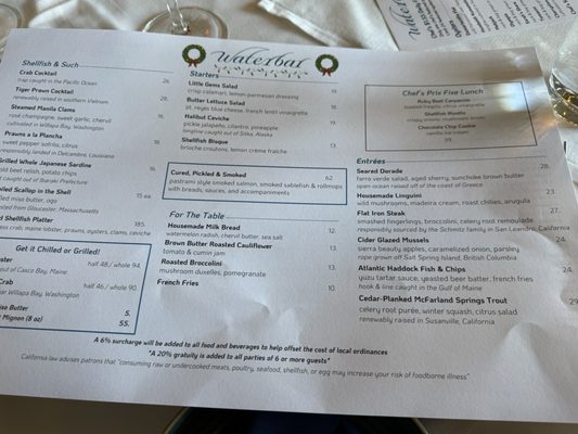 Menu photo 6 Waterbar San Francisco, CA Menu photo 6 Waterbar San Francisco, CA