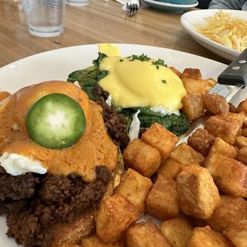 Scrambled - Eggs Benedict split Benny Duo South of the Border Benny California Benny - Breakfast & Brunch Near Me - Henderson, Nevada Scrambled - Eggs Benedict split Benny Duo South of the Border Benny California Benny - Breakfast & Brunch Near Me - Henderson, Nevada