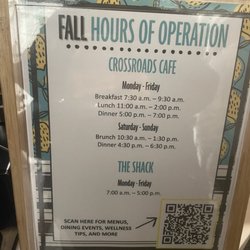 Crossroads Cafe - Fall hours 2022-2023