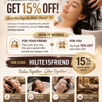 Hi Lite Head Spa - 15% OFF for Customers have our Code - Massage Near Me - Anaheim, California Hi Lite Head Spa - 15% OFF for Customers have our Code - Massage Near Me - Anaheim, California
