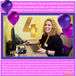 My Left Foot Children's Therapy - Central - Happy 4-Year Anniversary with My Left Foot Children's Therapy, Kristin!