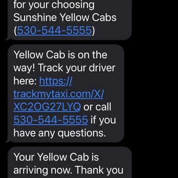 Yellow Cab - Text messages - Taxis Near Me - South Lake Tahoe, California