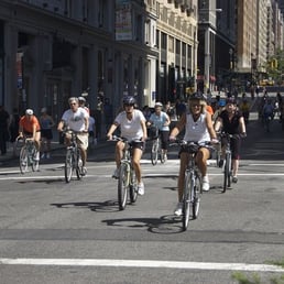 Happy bicyclists