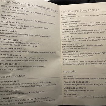 MoonCloud - Cocktail Menu Aug 2026 - Bars Near Me - Great Barrington, Massachusetts