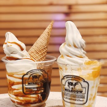 Sweet Cow Cafe - Dirty Boba Soft Serve (left), Milky Cube (right) - Ice Cream & Frozen Yogurt Near Me - Pasadena, California Sweet Cow Cafe - Dirty Boba Soft Serve (left), Milky Cube (right) - Ice Cream & Frozen Yogurt Near Me - Pasadena, California