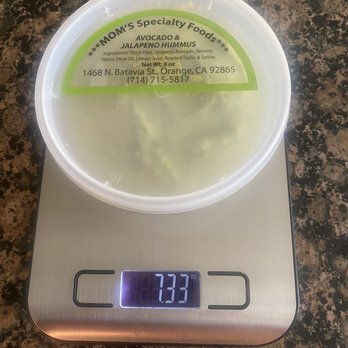 Moms Specialty Food - Container of Hummus weighing less than 8oz with th container - Grocery Near Me - Orange, California Moms Specialty Food - Container of Hummus weighing less than 8oz with th container - Grocery Near Me - Orange, California