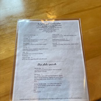 Parkside & Main - Menu back - New American Near Me - Rangeley, Maine