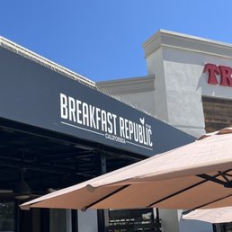 Exterior outside entrance of Breakfast Republic - The place - Irvine, California Exterior outside entrance of Breakfast Republic - The place - Irvine, California