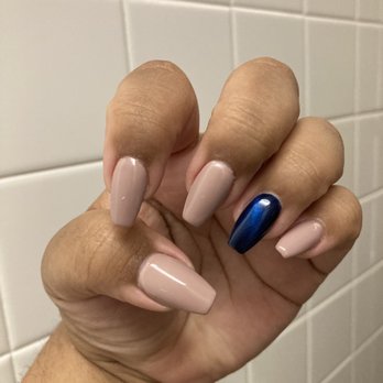 Nailsonme Salon - GelX extensions, Korean gel, w/ blue chrome & cat eye design - Nail Salons Near Me - Temple City, California