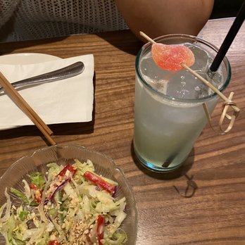 ARIARI - Maesil cocktail and complementary salad - Korean Near Me - New York, New York ARIARI - Maesil cocktail and complementary salad - Korean Near Me - New York, New York