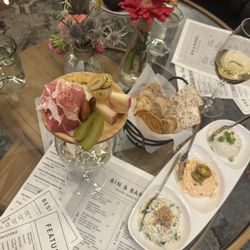 Bin & Barrel Wine Bar & Bottles - Snack topper and the shareable spread (I think that's what it was called, it's basically a dip trio!!!)