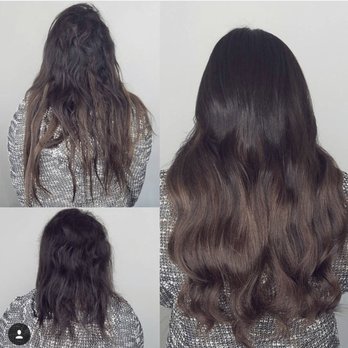 Dean Anthony Salon - Before with old extensions, no extensions , and the new ones by Nassim! - Hair Salons Near Me - Long Beach, California