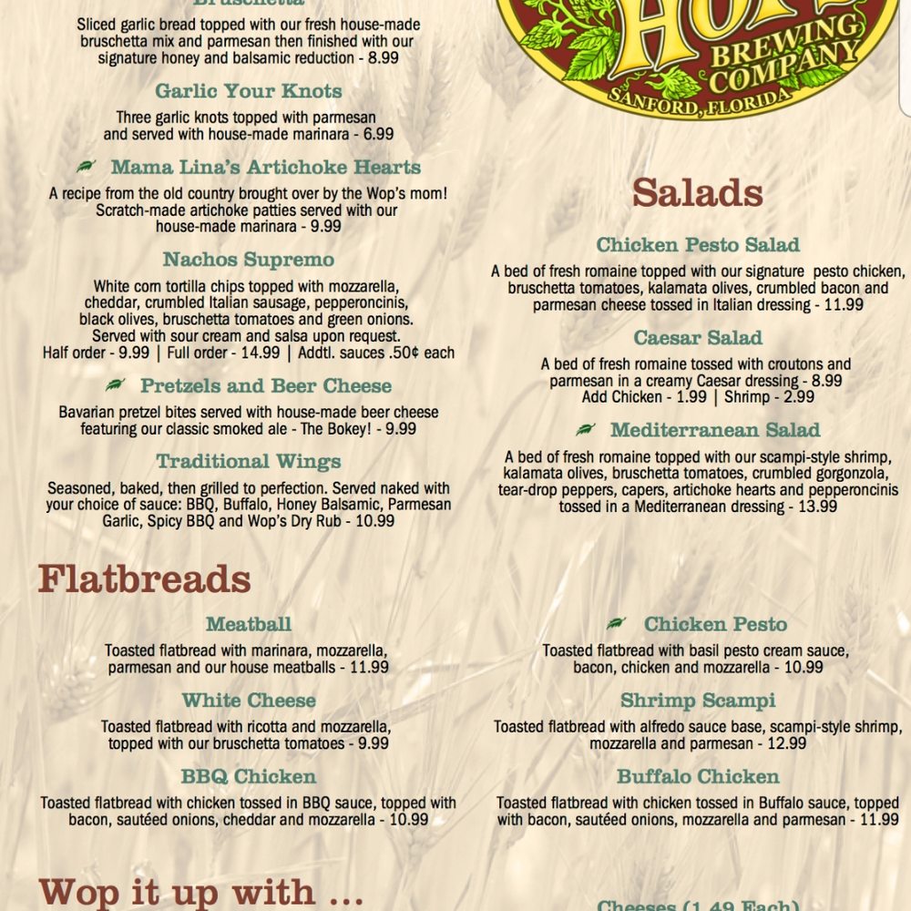 Wop's Hops Brewing Company - Wops hops menu - Breweries Near Me - Sanford, Florida Wop's Hops Brewing Company - Wops hops menu - Breweries Near Me - Sanford, Florida