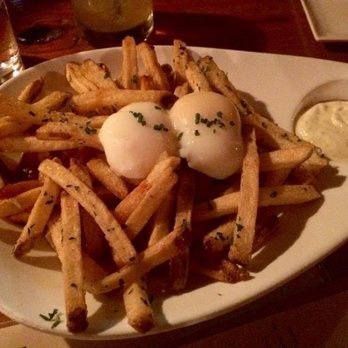Salty Sow - Duck fat fries, poached eggs and aioli - hell yes - American Near Me - Austin, Texas Salty Sow - Duck fat fries, poached eggs and aioli - hell yes - American Near Me - Austin, Texas