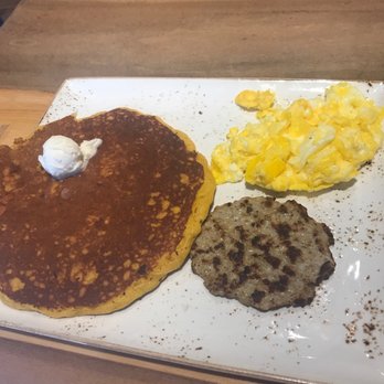First Watch - Pumpkin Pancakes with eggs and chicken sausage - Cafes Near Me - Houston, Texas First Watch - Pumpkin Pancakes with eggs and chicken sausage - Cafes Near Me - Houston, Texas