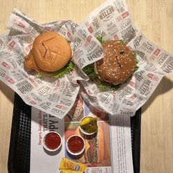Habit Burger & Grill - Veggie Burger with Cheese, Crispy Chicken Sandwich, pickled peppers