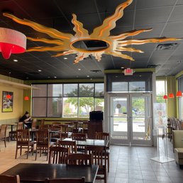 the inside of a restaurant