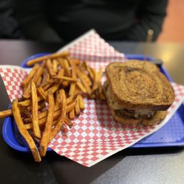 Patty melt and fries Patty melt and fries