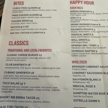 Serena - Menu - Mexican Near Me - Miami Beach, Florida