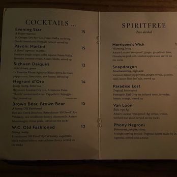 WC Harlan - Menu - Speakeasies Near Me - Baltimore, Maryland