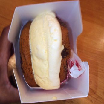 Fatburger - This is what their "CHOCOLATE CHIP COOKIE ICE CREAM SANDWICH," looks like. - Burgers Near Me - Sherman Oaks, California Fatburger - This is what their "CHOCOLATE CHIP COOKIE ICE CREAM SANDWICH," looks like. - Burgers Near Me - Sherman Oaks, California
