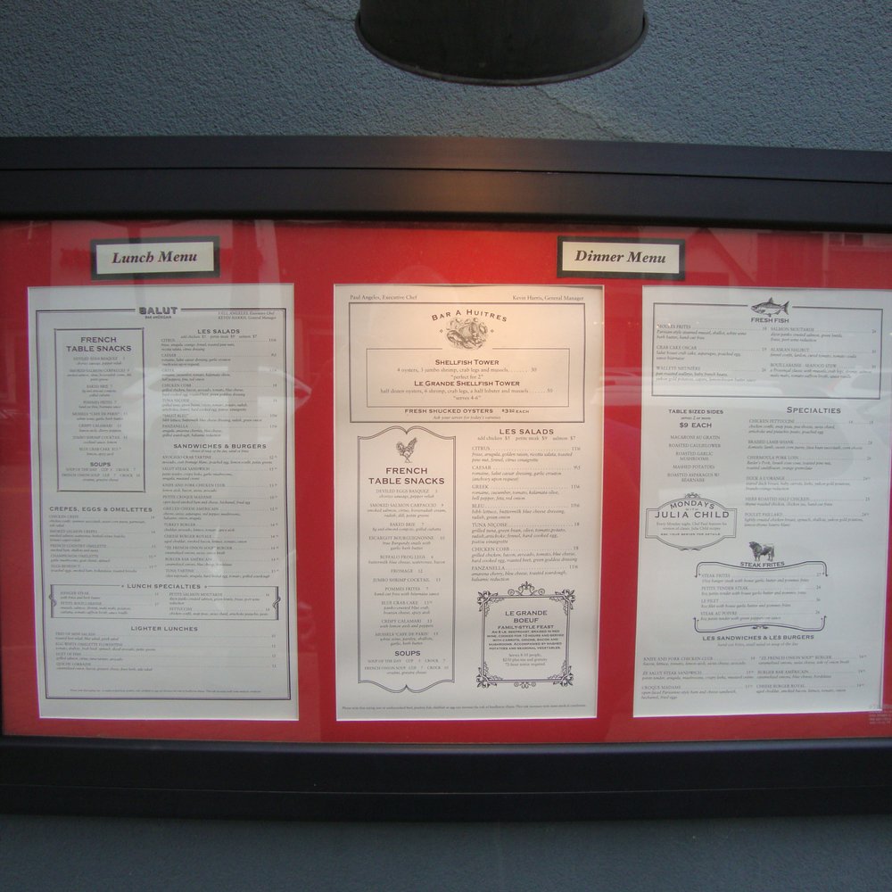 Salut - Outdoor menu display. - French Near Me - Edina, Minnesota Salut - Outdoor menu display. - French Near Me - Edina, Minnesota