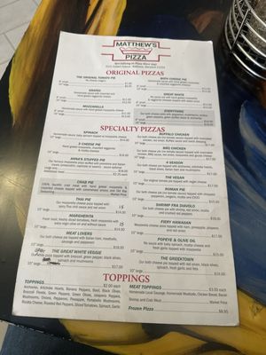 Menu photo 1 Matthew's Pizza Baltimore, MD Menu photo 1 Matthew's Pizza Baltimore, MD
