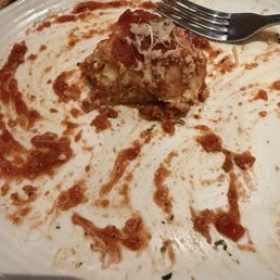 What is left of a very good lasagna. Highly recommend. Way better than expected. Huge portion.