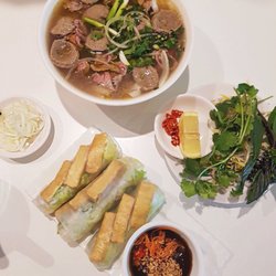 Pho 86 - Fresh Beef with Beef Ball Noodle Soup & Vegetarian Cold Rolls